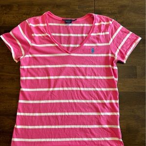 Ralph Lauren Sport Pink and White Striped t shirt